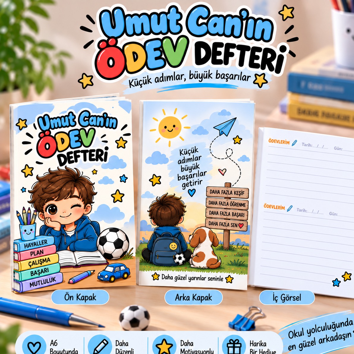 İSME ÖZEL ÖDEV  DEFTERİ (15 ADET)